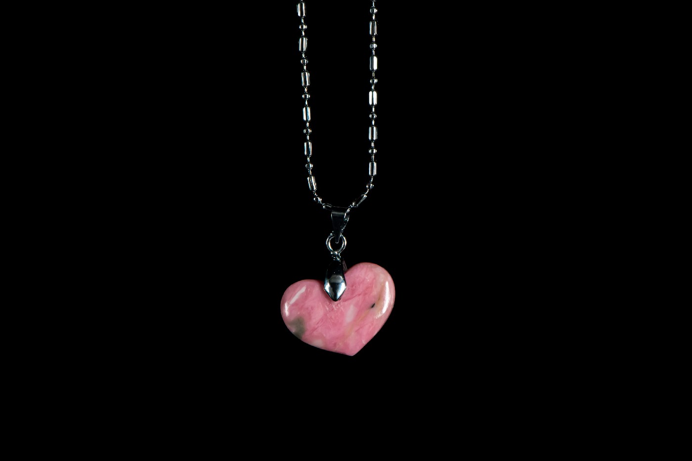 Taiwan Rose Stone Heart Pendant Necklace
